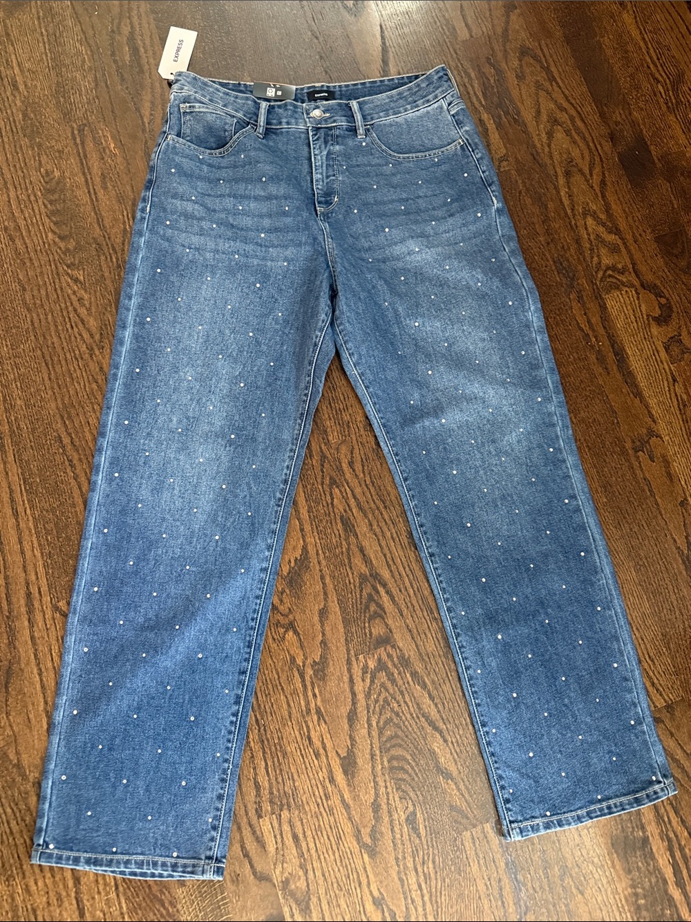 Express 12 Medium wash Blue Denim Jeans with Silver Stud Details
